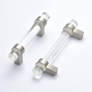 BonKuDoo 4 Pack Glass Drawer Pulls, Cabinet Handles, Crystal Dresser Pulls 3"
